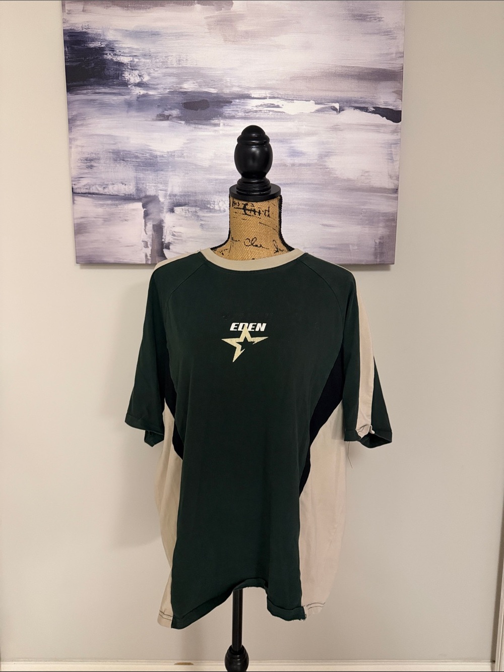 Aelfric Eden Forest Green & Cream Colorblock Short Sleeve Tee